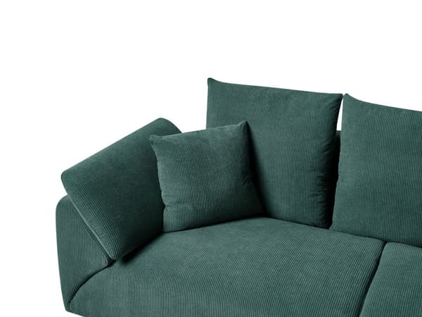 Hjørnesofa Grønn Kordfløyel Stoffputer Metall Svart Ben Retro Design Pute Ryggstøtte