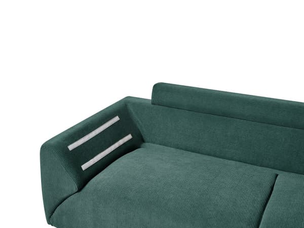 Hjørnesofa Grønn Kordfløyel Stoffputer Metall Svart Ben Retro Design Pute Ryggstøtte