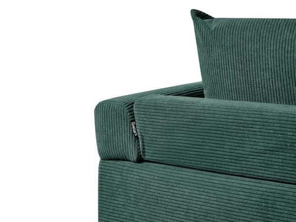 Hjørnesofa Grønn Kordfløyel Stoffputer Metall Svart Ben Retro Design Pute Ryggstøtte