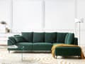 Miniatyrbilde 2 av 11: Hjørnesofa Grønn Kordfløyel Stoffputer Metall Svart Ben Retro Design Pute Ryggstøtte