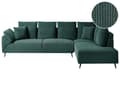 Miniatyrbilde 1 av 11: Hjørnesofa Grønn Kordfløyel Stoffputer Metall Svart Ben Retro Design Pute Ryggstøtte