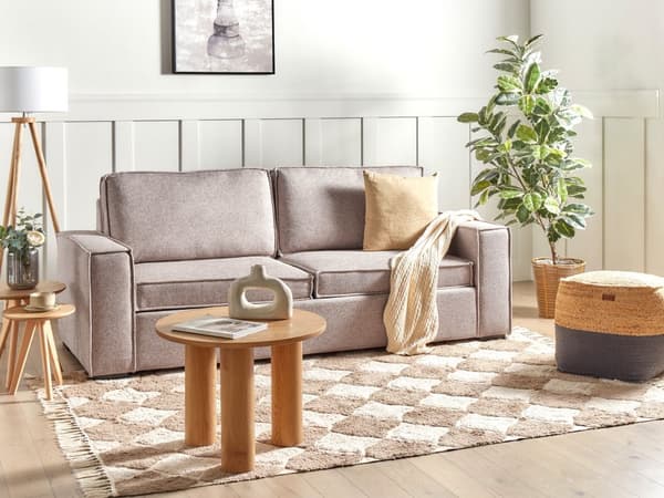 Sovesofa Lysebrunt Stoff 3-seters Sovesofa med Ramme og Madrass Moderne Design