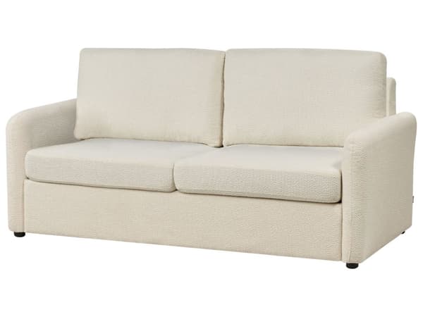 Sovesofa Lys Beige Boucle Stoff Polstret Sovesofa Funksjon Moderne Design til Stue