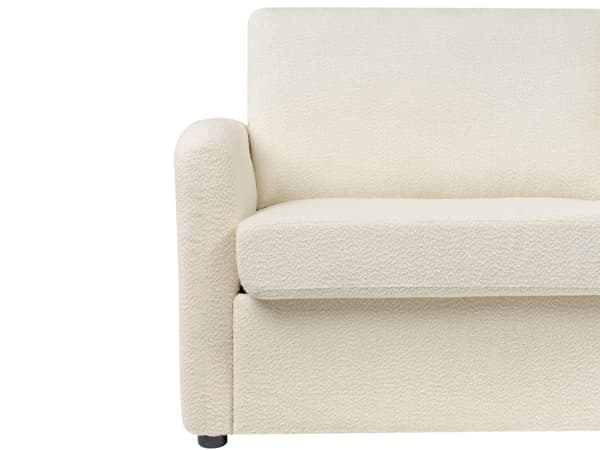 Sovesofa Lys Beige Boucle Stoff Polstret Sovesofa Funksjon Moderne Design til Stue
