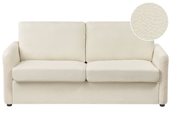 Sovesofa Lys Beige Boucle Stoff Polstret Sovesofa Funksjon Moderne Design til Stue