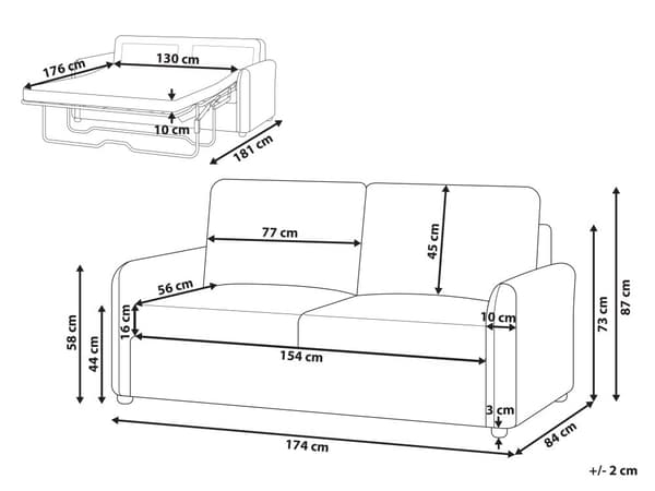 Sovesofa Marineblå Polyester Stoff Polstret Sovesofa Funksjon Moderne Design til Stue