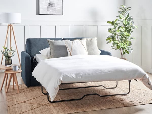 Sovesofa Marineblå Polyester Stoff Polstret Sovesofa Funksjon Moderne Design til Stue