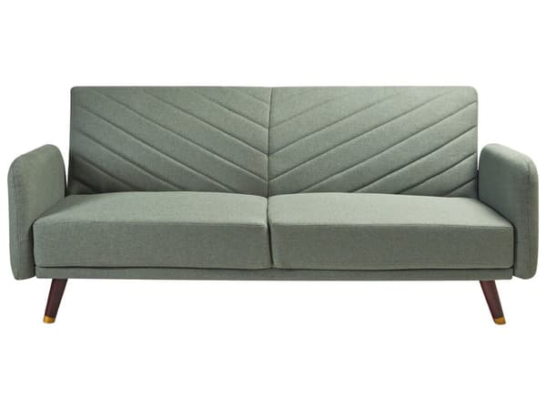 Bäddsoffa 3-sits Konstlinne Ljusgrön Konvertibel Träben Modern Vardagsrum Linne