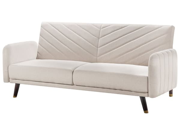 Bäddsoffa 3-sits Konstlinne Ljusbeige Konvertibel Träben Modern Vardagsrum Linne