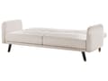 Miniatyrbild 6 av 11: Bäddsoffa 3-sits Konstlinne Ljusbeige Konvertibel Träben Modern Vardagsrum Linne