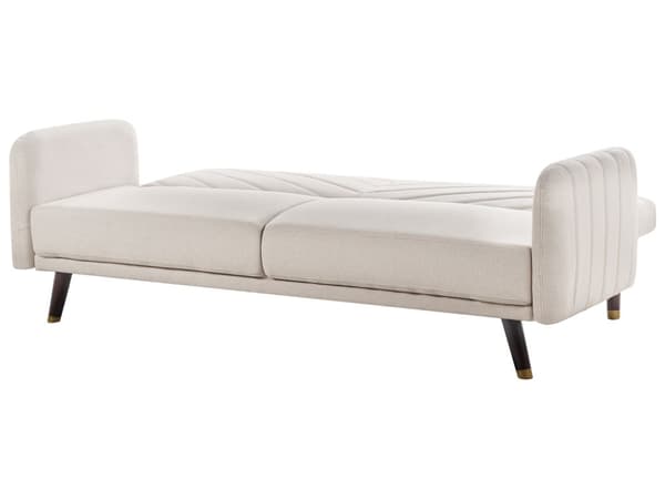 Bäddsoffa 3-sits Konstlinne Ljusbeige Konvertibel Träben Modern Vardagsrum Linne