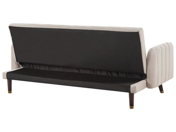 Bäddsoffa 3-sits Konstlinne Ljusbeige Konvertibel Träben Modern Vardagsrum Linne