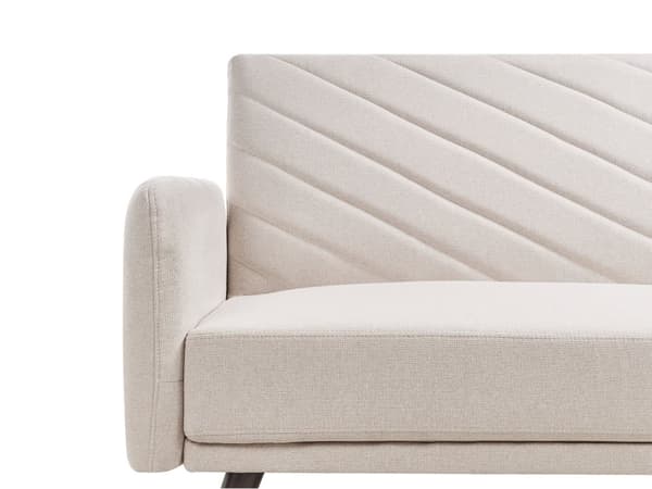 Bäddsoffa 3-sits Konstlinne Ljusbeige Konvertibel Träben Modern Vardagsrum Linne