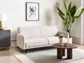 Miniatyrbild 2 av 11: Bäddsoffa 3-sits Konstlinne Ljusbeige Konvertibel Träben Modern Vardagsrum Linne