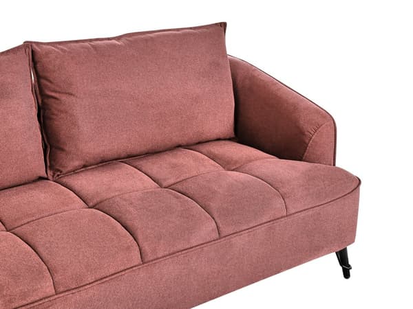 Soffa Vinröd Tygklädsel Träram Vardagsrum 3 Sittplatser Stoppad