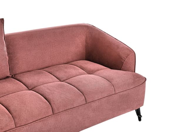 Soffa Vinröd Tygklädsel Träram Vardagsrum 3 Sittplatser Stoppad