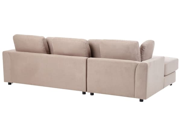 Hörnsoffa Taupe Tyg Stoppad med Fotpall L-formad Höger Modern Stil Vardagsrum