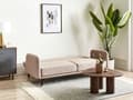 Miniatyrbild 4 av 11: Bäddsoffa 3-sits Konstlinne Ljusbrun Konvertibel Träben Modern Vardagsrum Linne