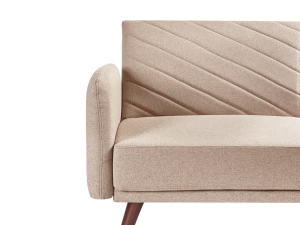 Bäddsoffa 3-sits Konstlinne Ljusbrun Konvertibel Träben Modern Vardagsrum Linne