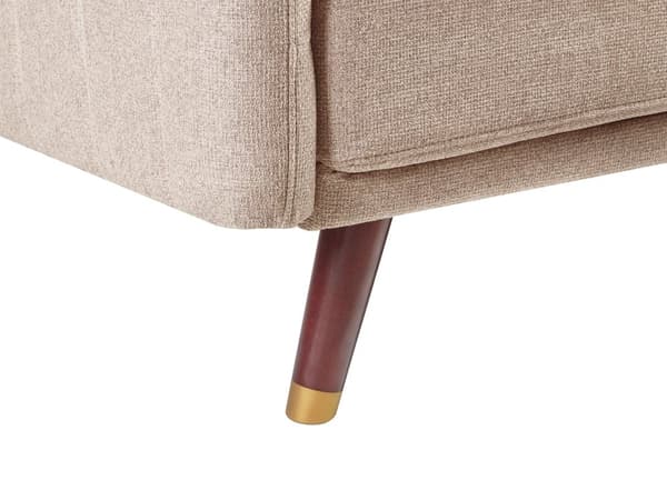 Bäddsoffa 3-sits Konstlinne Ljusbrun Konvertibel Träben Modern Vardagsrum Linne