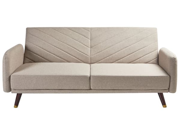 Bäddsoffa 3-sits Konstlinne Ljusbrun Konvertibel Träben Modern Vardagsrum Linne