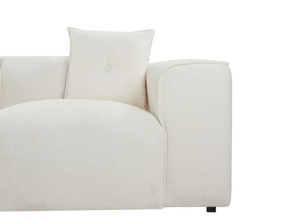 Hjørnesofa Off White Boucle 3-seter Høyrevendt Ekstra Pynteputer Moderne Stue Innredning