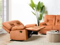 Miniatyrbild 2 av 11: Reclinersoffa Orange 2-sits Manuellt Justerbar Rygg och Fotstöd Vardagsrumsmöbler Soffa