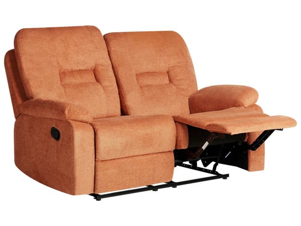 Reclinersoffa Orange 2-sits Manuellt Justerbar Rygg och Fotstöd Vardagsrumsmöbler Soffa