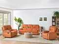 Miniatyrbild 5 av 11: Reclinersoffa Orange 3-sits Manuellt Justerbar Rygg och Fotstöd Vardagsrumsmöbler Soffa