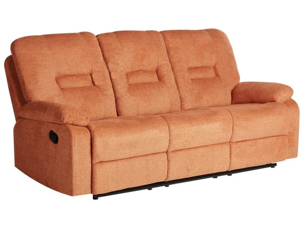 Reclinersoffa Orange 3-sits Manuellt Justerbar Rygg och Fotstöd Vardagsrumsmöbler Soffa