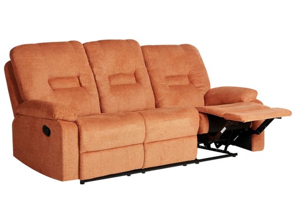 Reclinersoffa Orange 3-sits Manuellt Justerbar Rygg och Fotstöd Vardagsrumsmöbler Soffa