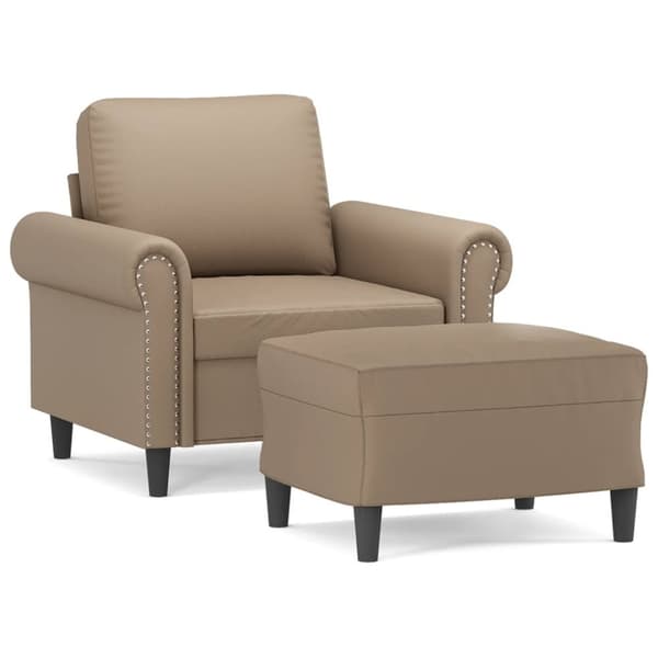 Fåtölj med fotpall Cappuccino 60 cm konstläder