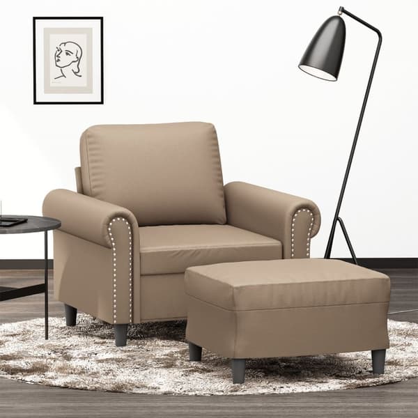 Fåtölj med fotpall Cappuccino 60 cm konstläder