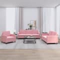 Miniatyrbild 1 av 2: Soffgrupp 3 delar rosa sammet