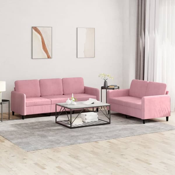 Soffgrupp 2 delar rosa sammet