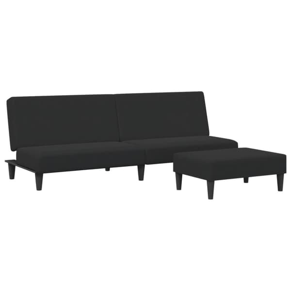 Bäddsoffa 2-sits med fotpall svart sammet