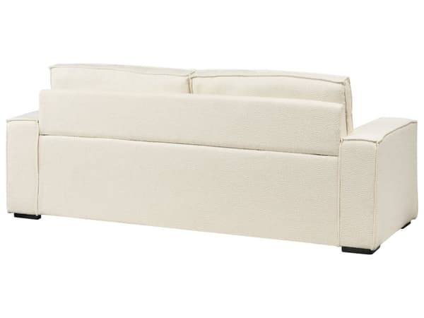 Sovesofa Off White Boucle 3 Personers Smart Sofaseng med Udtræk og Madras Kompakt Sofa Sove Udtræksseng Komfort Sovebriks til Teenager