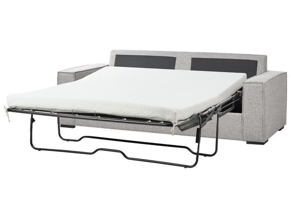 Sovesofa Grå Polyester 3 Personers Smart Sofaseng med Udtræk og Madras Kompakt Sofa Sove Udtræksseng Komfort Sovebriks til Teenager