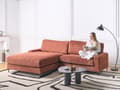 Miniatyrbilde 4 av 11: Høyrehånds hjørnesofa Rødt stoff Polyester Metall Svarte ben 190 x 272 x 83 cm Polstret rygg 3-seters L-formet Moderne stil Stue