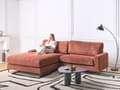 Miniatyrbilde 5 av 11: Høyrehånds hjørnesofa Rødt stoff Polyester Metall Svarte ben 190 x 272 x 83 cm Polstret rygg 3-seters L-formet Moderne stil Stue
