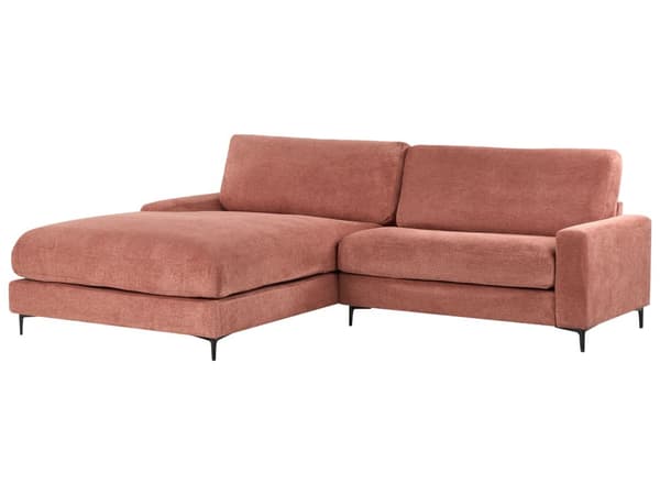 Høyrehånds hjørnesofa Rødt stoff Polyester Metall Svarte ben 190 x 272 x 83 cm Polstret rygg 3-seters L-formet Moderne stil Stue