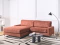 Miniatyrbilde 2 av 11: Høyrehånds hjørnesofa Rødt stoff Polyester Metall Svarte ben 190 x 272 x 83 cm Polstret rygg 3-seters L-formet Moderne stil Stue