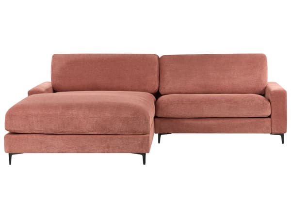 Høyrehånds hjørnesofa Rødt stoff Polyester Metall Svarte ben 190 x 272 x 83 cm Polstret rygg 3-seters L-formet Moderne stil Stue