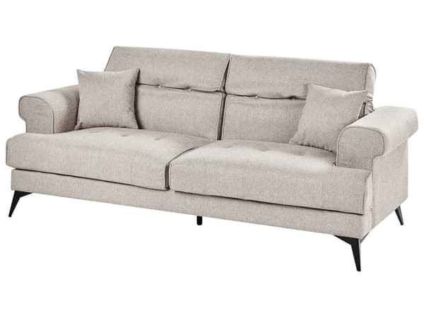 3-seters Sofa Taupe Stoff med Justerbare Nakkestøtter Moderne Stuemøbler