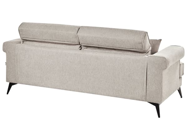3-seters Sofa Taupe Stoff med Justerbare Nakkestøtter Moderne Stuemøbler
