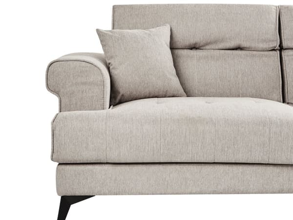 3-seters Sofa Taupe Stoff med Justerbare Nakkestøtter Moderne Stuemøbler