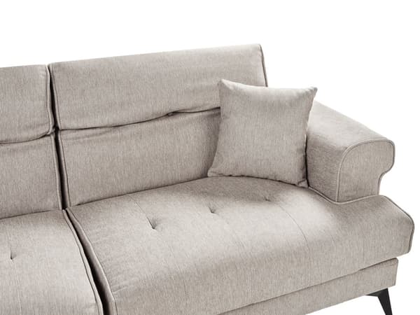 3-seters Sofa Taupe Stoff med Justerbare Nakkestøtter Moderne Stuemøbler