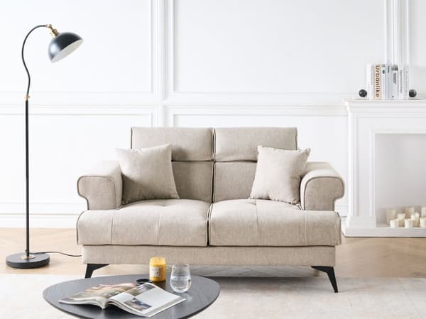 2-seters Sofa Taupe Stoff med Justerbare Nakkestøtter Moderne Stuemøbler