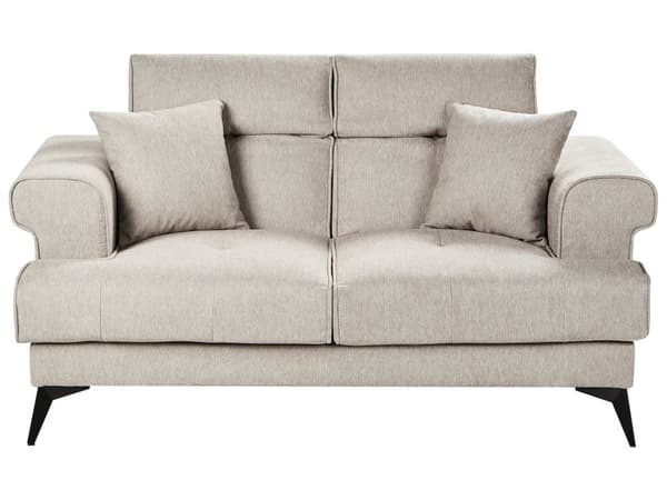 2-seters Sofa Taupe Stoff med Justerbare Nakkestøtter Moderne Stuemøbler