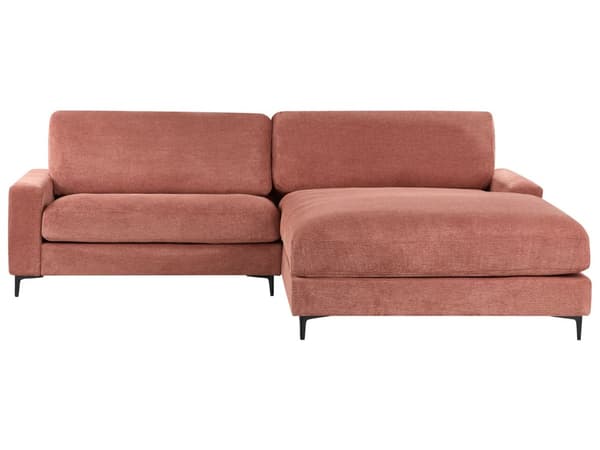Venstrehånds hjørnesofa Rødt stoff Polyester Metall Svarte ben 190 x 272 x 83 cm Polstret rygg 3-seters L-formet Moderne stil Stue